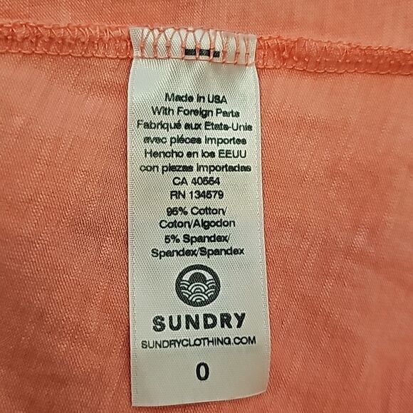 Sundry Dress Peach Orange T Shirt A Line Ruffle Short Sleeve size 0 - Picture 8 of 8
